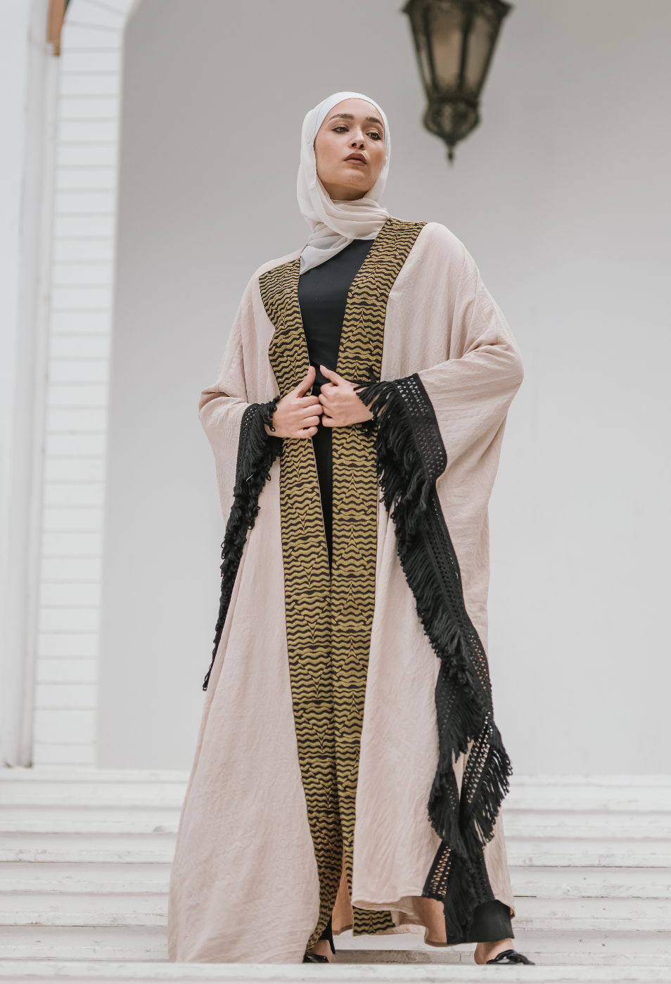 Gold pattern strip Kaftan - BERIONY