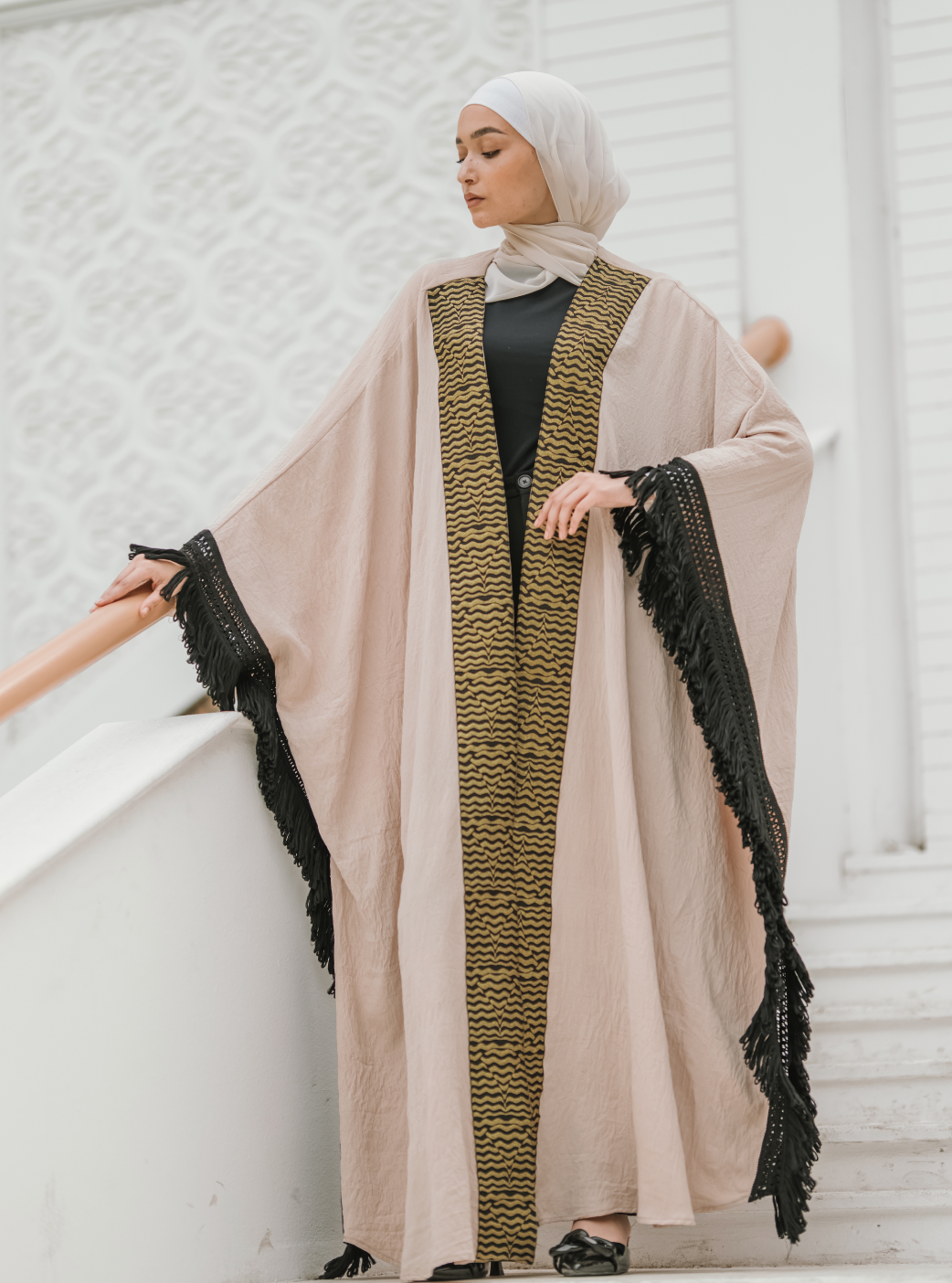 Gold pattern strip Kaftan - BERIONY