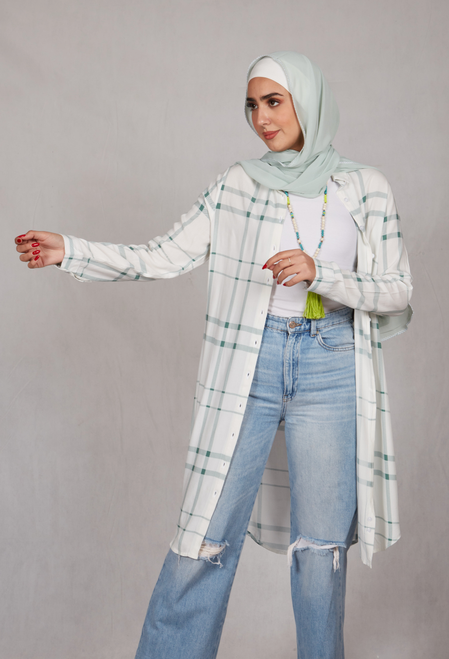 Small Checked Long Shirt - BERIONY